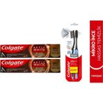 Colgate Mikro Charcoal Hassas Yumuşak Fırça +Optic White 125 ml Aktif Kömür Beyazlatıcı Diş Macunu