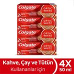 Colgate Optic White Beyazlatıcı Diş Macunu 4 x 50 ml Kahve Çay ve Tütün Kullanıcıları İçin