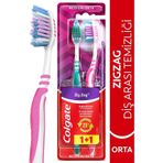 Colgate Zigzag 1+1 Medium Mavi Mor Diş Fırçası