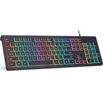 COLIKES Bilgisayar Klavyesi Kablolu, Tak Çalıştır USB Klavye, Düşük Profil Chiclet Tuşları, Büyük Numara Pedi, Kapak Göstergeleri, Katlanabilir Standlar, Dökülmeye Dayanıklı, PC Dizüstü Bilgisayar için Aşınma