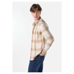 Colin's Regular Fit Shirt Neck Ekoseli Erkek Bej Uzun Kol Gömlek