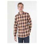 Colin's Regular Fit Shirt Neck Ekoseli Erkek Sari Uzun Kol Gömlek