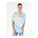 Colin's Regular Fit Viskoz Shirt Neck Baskılı Erkek Mavi Kısa Kol Gömlek