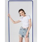 Colin's Slim Fit Baskılı Crop Beyaz Kadın Kısa Kol Tişört CL1063244_Q1.V2_WHT beyaz
