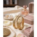 Coliseum Premium Yılan Model Dolamalı Kadın Kol Saati - Gold - Beyaz
