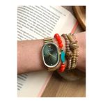 Coliseum Vintage Taş Detaylı Gold İçi Yeşil Kadın Kol Saati