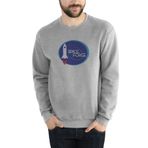 Collage Nasa Space Force Uzay Baskılı Gri Erkek Örme Sweatshirt Uzun Kol