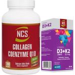 Collagen Kollajen Koenzim Coenzyme Q10 180 Tablet+Vitamin D3 K2 20 Ml