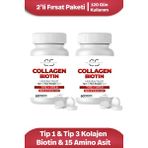 Collagen Soft 2'li Fırsat Hidrolize Tip 1, Tip 3 Kolajen Peptitler, Biotin Ve 15 Amino Asit İçeren 60 Tablet