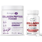 Collagen Soft 2'li Set %100 Hidrolize Kolajen Peptitler Biotin ve 15 Amino Asit Içeren Gıda Takviyesi 50 Günlük & Tip 1, 3 Kolajen Biotin 60 Tablet