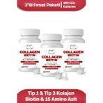 Collagen Soft 3'lü Fırsat Hidrolize Tip 1, Tip 3 Kolajen Peptitler, Biotin ve 15 Amino Asit Içeren 60 Tablet - Aromasız