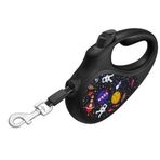 Collar Waudog Nasa Desenli 25 kg 5 mt Siyah Geri Çekilebilir Köpek Gezdirme Tasması