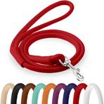 CollarDirect Yuvarlanmış Deri Köpek Tasması 6 ft, Yavru ve Yetişkin Köpek için Yumuşak Eğitim Deri Köpek Tasması Küçük Orta Büyük Siyah Mavi Kırmızı Turuncu Yeşil Pembe Beyaz (Kırmızı, Beden XL 6 fit)
