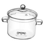 COLLBATH 1900ml Çift Saplı Cam Çorba Tenceresi Isıya Dayanıklı Mutfak Erişte Pişirici Ocak Üstü Için