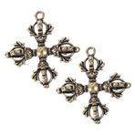 COLLBATH 2 Adet dini pirinç el sanatları retro anahtarlık havaneli küçük bronz eşya anahtarlik kolyeler cazibe bilezikleri takı yapımı için takılar zincir pirinç vajra süsleme Pirinç süsü