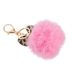 COLLBATH Charm Anahtarlık Tüylü Top Tasarım Leopar Baskılı Anahtarlık Çanta Kolye Pembe