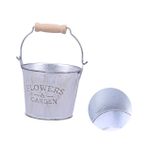 COLLBATH Galvanizli Eski Çiçek Vazo Ile Kovalar Kova Ekici Pot Küçük Teneke Kovalar Adak Mumları Kovası Dekorasyon Için Saman Balyaları Çiftlik Evi Eski Sürahi Saksı Küçük Kova Masaüstü