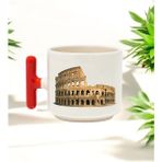 Collesium Tasarımlı Kırmızı T Kulplu Seramik Baskılı Kupa Bardak 250 ml - 1 Adet