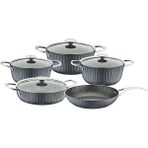 Colonna - 3517 - 9 Parça, Bio Granit, Sağlıklı, Tencere, Tava Seti Antrasit, Platin Detay - 20 - 24 - 28 - 28 - 28 Cm