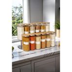 color house 12'li Borosilikat Cam Bakliyat Kavanoz Vakumlu Doğal Bambu Kapak (1900 Ml) ve 66 Adet Etiket - B02 Kahverengi Tek Ebat
