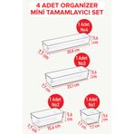 color house 4 Adet Organizer Mini Tamamlayıcı Set Şeffaf Sert Plastik Düzenleyici Kutu
