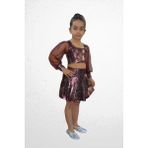 Color Kostüm Modern Dans Bale Kostümleri Parlak Bronz Elbise - 5 - 6 Yaş - Kiremit - Bordo
