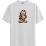 Color Luxe Abstract Cat - Pamuklu Erkek Beyaz Tişört - Premium Quality - Renkli - 2XL