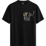 Color Luxe Basketball Sketch Pamuklu Erkek Siyah Tişört - Premium Quality - Renkli - XL