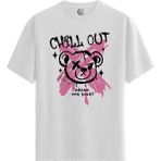 Color Luxe Chill Bear - Pamuklu Erkek Beyaz Tişört - Premium Quality - Renkli - 2XL