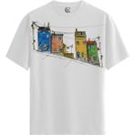 Color Luxe Colorful Hillhouses - Pamuklu Erkek Beyaz Tişört - Premium Quality - Renkli - 2XL