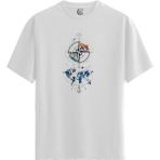 Color Luxe Compass Explorer - Pamuklu Erkek Beyaz Tişört - Premium Quality - Renkli - 2XL