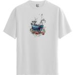Color Luxe Fishing Boat - Pamuklu Erkek Beyaz Tişört - Premium Quality - Renkli