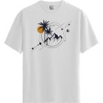 Color Luxe Geometric Tropical - Pamuklu Erkek Beyaz Tişört - Premium Quality - Renkli