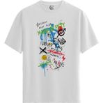 Color Luxe Graffiti Youth - Pamuklu Erkek Beyaz Tişört - Premium Quality - Renkli - S
