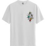 Color Luxe Grid Pulse - %100 Pamuklu Erkek Beyaz Tişört - Premium Quality - 001-Renkli