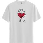 Color Luxe Heart Hug - %100 Pamuklu Erkek Beyaz Tişört - Premium Quality - 001-Renkli - 2XL
