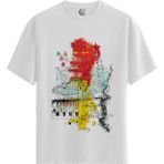 Color Luxe Istanbul Sketch - Pamuklu Erkek Beyaz Tişört - Premium Quality - Renkli - 2XL