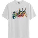Color Luxe Jazz Ensemble - Pamuklu Erkek Beyaz Tişört - Premium Quality - Renkli