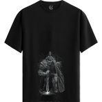 Color Luxe Knight Sketch - Pamuklu Erkek Siyah Tişört - Premium Quality - Renkli