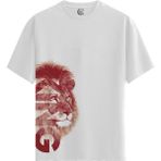 Color Luxe Lion Fury - Pamuklu Erkek Beyaz Tişört - Premium Quality - Renkli