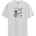 Color Luxe Moon To Mars - Pamuklu Erkek Beyaz Tişört - Premium Quality - Renkli