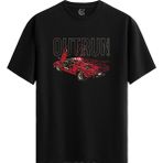 Color Luxe Outrun Car - Pamuklu Erkek Siyah Tişört - Premium Quality - Renkli - XL