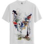 Color Luxe Parisian Nightscape - Pamuklu Erkek Beyaz Tişört - Premium Quality - Renkli