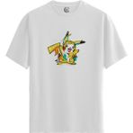 Color Luxe Pikachu Spark - Pamuklu Erkek Beyaz Tişört - Premium Quality - Renkli
