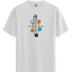 Color Luxe Retro Link - %100 Pamuklu Erkek Beyaz Tişört - Premium Quality - 001-Renkli - 2XL