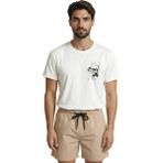 Color Luxe Soyut Duman Efektli Kuru Kafa Eskiz Baskılı Minimalist Premium Erkek Tişört - Beyaz - 2XL