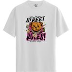 Color Luxe Street Teddy - Pamuklu Erkek Beyaz Tişört - Premium Quality - Renkli - XL