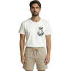 Color Luxe Taçlı ve Çılgın Surat Ifadeli Graffiti Baskılı Minimalist Tasarım Premium Erkek Tişört - Beyaz - XL