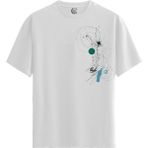Color Luxe Techno Flower - Pamuklu Erkek Beyaz Tişört - Premium Quality - Renkli - S