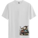 Color Luxe Urban Patchwork - Pamuklu Erkek Beyaz Tişört - Premium Quality - Renkli